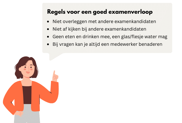 De regels van het examencentrum.