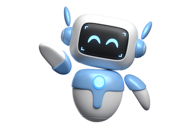 Een robot zwaait naar jou.