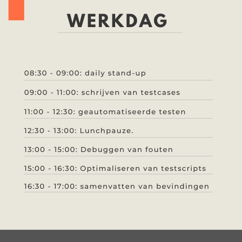 Gemiddelde werkdag van een Test Automation Engineer.