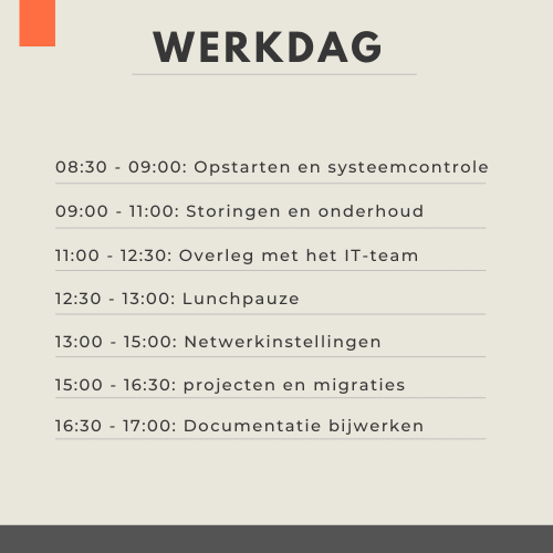 Werkdag netwerkbeheerder.